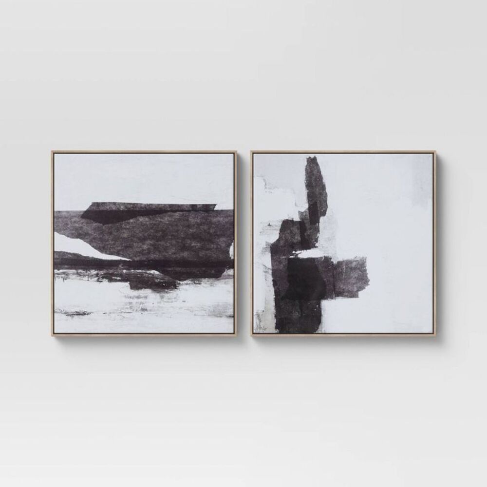 Threshold -  Canvas in Black Modern Wall Art Abstract Black